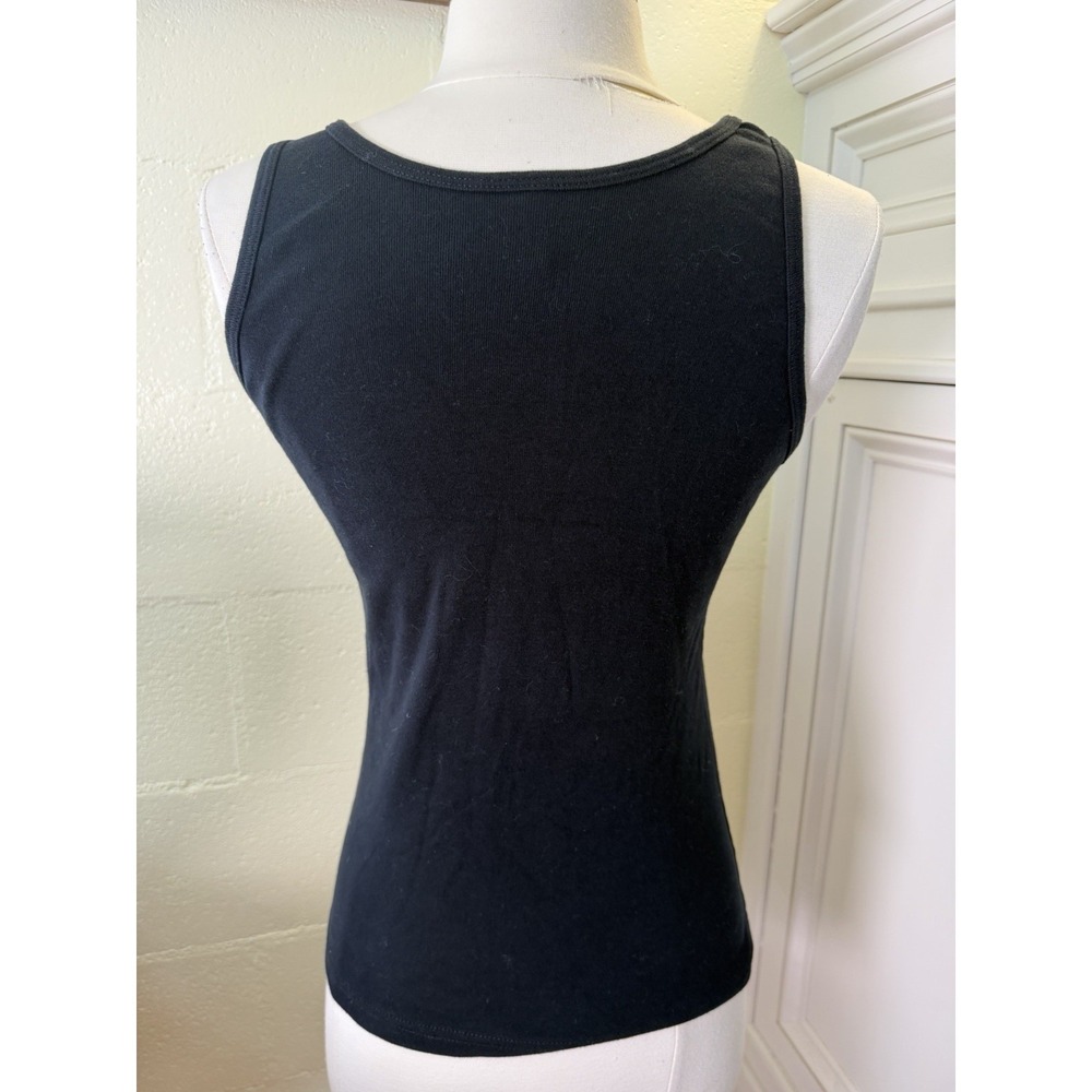 Vtg American Apparel TESLA Forever More Tank Top Black Gold Logo Made USA Size L - Picture 4 of 7